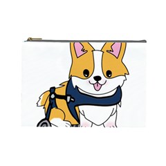 Puppy Cartoon Corgi Cosmetic Bag (large) by Semog4