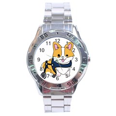 Puppy Cartoon Corgi Stainless Steel Analogue Watch by Semog4