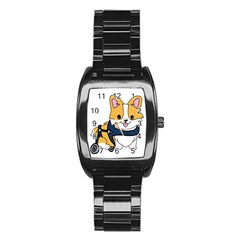 Puppy Cartoon Corgi Stainless Steel Barrel Watch by Semog4