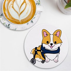 Puppy Cartoon Corgi Uv Print Round Tile Coaster by Semog4