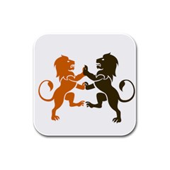 Lions Animals Wild Cats Rubber Square Coaster (4 Pack) by Semog4