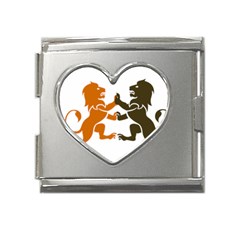 Lions Animals Wild Cats Mega Link Heart Italian Charm (18mm) by Semog4