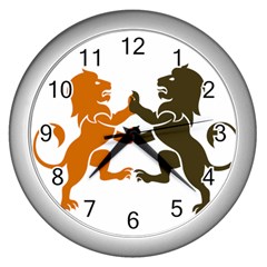 Lions Animals Wild Cats Wall Clock (silver) by Semog4