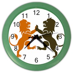 Lions Animals Wild Cats Color Wall Clock by Semog4