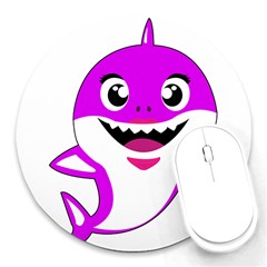 Purple Shark Fish Round Mousepad by Semog4