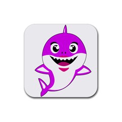 Purple Shark Fish Rubber Coaster (square) by Semog4