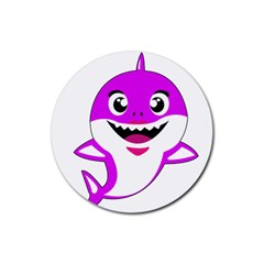 Purple Shark Fish Rubber Coaster (round) by Semog4