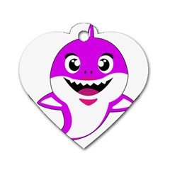 Purple Shark Fish Dog Tag Heart (one Side) by Semog4