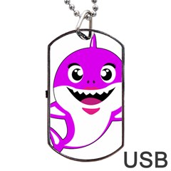 Purple Shark Fish Dog Tag Usb Flash (two Sides) by Semog4