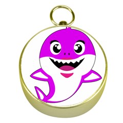 Purple Shark Fish Gold Compasses by Semog4