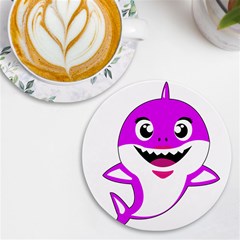 Purple Shark Fish Uv Print Round Tile Coaster by Semog4