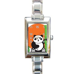 Panda Animal Orange Sun Nature Rectangle Italian Charm Watch by Semog4