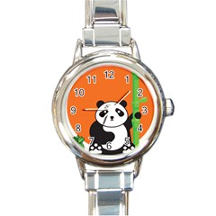 Panda Animal Orange Sun Nature Round Italian Charm Watch by Semog4