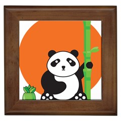 Panda Animal Orange Sun Nature Framed Tile by Semog4