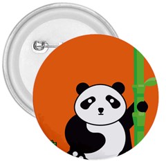 Panda Animal Orange Sun Nature 3  Buttons by Semog4