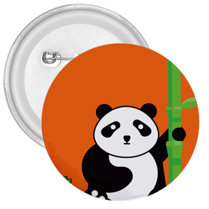 Panda Animal Orange Sun Nature 3  Buttons