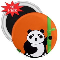 Panda Animal Orange Sun Nature 3  Magnets (10 Pack)  by Semog4