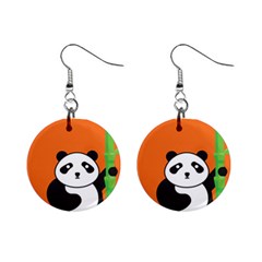 Panda Animal Orange Sun Nature Mini Button Earrings by Semog4