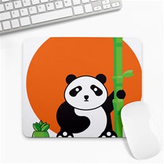 Panda Animal Orange Sun Nature Large Mousepad by Semog4