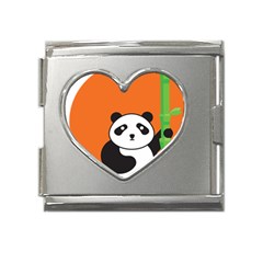 Panda Animal Orange Sun Nature Mega Link Heart Italian Charm (18mm) by Semog4