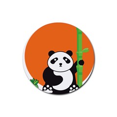 Panda Animal Orange Sun Nature Rubber Coaster (round) by Semog4