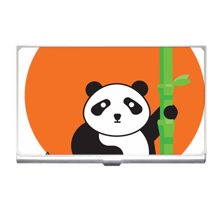 Panda Animal Orange Sun Nature Business Card Holder