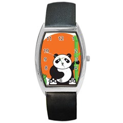 Panda Animal Orange Sun Nature Barrel Style Metal Watch by Semog4