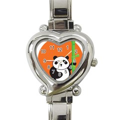 Panda Animal Orange Sun Nature Heart Italian Charm Watch by Semog4