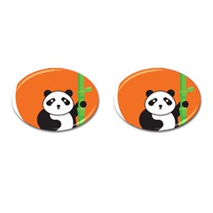 Panda Animal Orange Sun Nature Cufflinks (oval) by Semog4