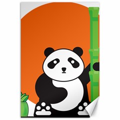 Panda Animal Orange Sun Nature Canvas 12  X 18  by Semog4