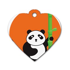 Panda Animal Orange Sun Nature Dog Tag Heart (two Sides) by Semog4