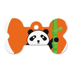 Panda Animal Orange Sun Nature Dog Tag Bone (two Sides) by Semog4