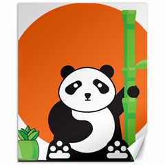 Panda Animal Orange Sun Nature Canvas 11  X 14  by Semog4