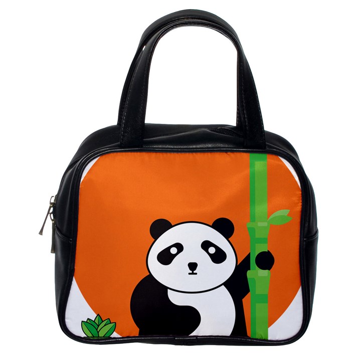 Panda Animal Orange Sun Nature Classic Handbag (One Side)