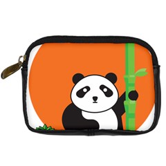 Panda Animal Orange Sun Nature Digital Camera Leather Case by Semog4