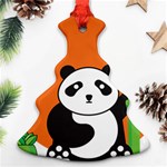 Panda Animal Orange Sun Nature Christmas Tree Ornament (Two Sides) Back