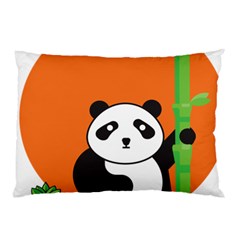 Panda Animal Orange Sun Nature Pillow Case (two Sides) by Semog4