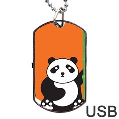 Panda Animal Orange Sun Nature Dog Tag Usb Flash (one Side) by Semog4