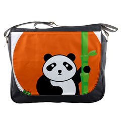 Panda Animal Orange Sun Nature Messenger Bag by Semog4