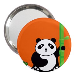 Panda Animal Orange Sun Nature 3  Handbag Mirrors by Semog4