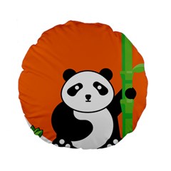 Panda Animal Orange Sun Nature Standard 15  Premium Round Cushions by Semog4