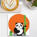 Panda Animal Orange Sun Nature UV Print Square Tile Coaster  Front