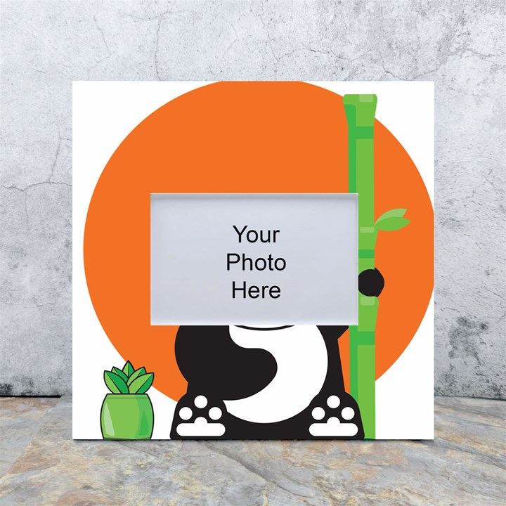 Panda Animal Orange Sun Nature White Box Photo Frame 4  x 6 