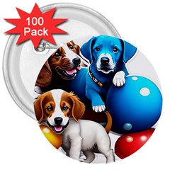 Cute Dog Dogs Animal Pet 3  Buttons (100 Pack)  by Semog4