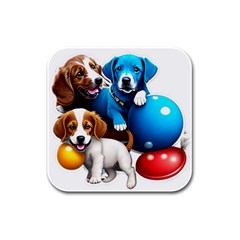 Cute Dog Dogs Animal Pet Rubber Square Coaster (4 Pack) by Semog4