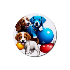 Cute Dog Dogs Animal Pet Rubber Coaster (round) by Semog4