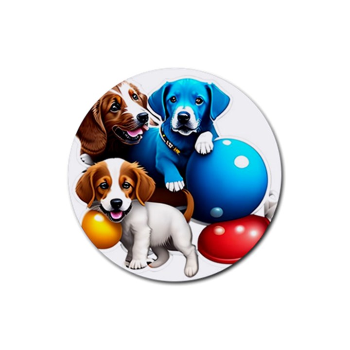 Cute Dog Dogs Animal Pet Rubber Coaster (Round)