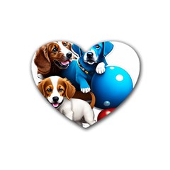 Cute Dog Dogs Animal Pet Rubber Heart Coaster (4 Pack) by Semog4