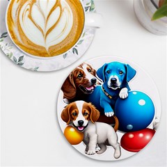 Cute Dog Dogs Animal Pet Uv Print Round Tile Coaster by Semog4