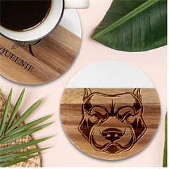 Dog Animal Mammal Bulldog Pet Marble Wood Coaster (round) by Semog4